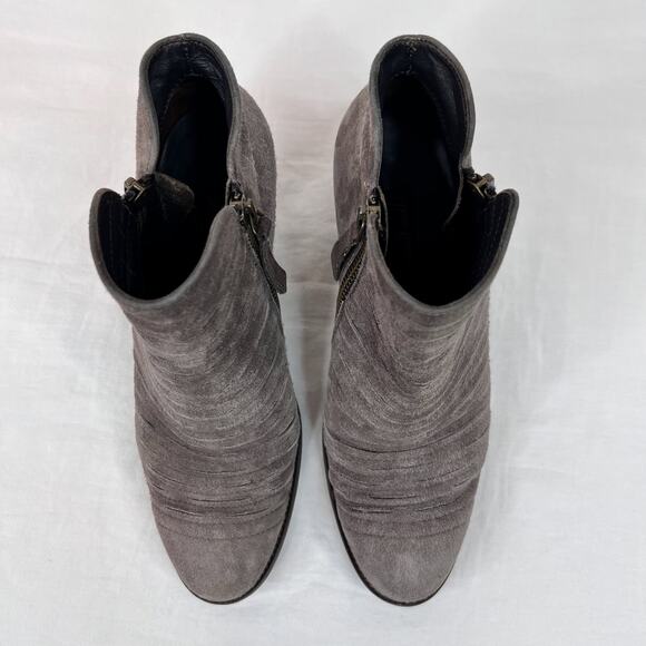 Paul Green Malibu Bootie UK 3.5 US 6 Sliced Brush Smoke Gray Nubuck Leather Zip - Picture 3 of 12
